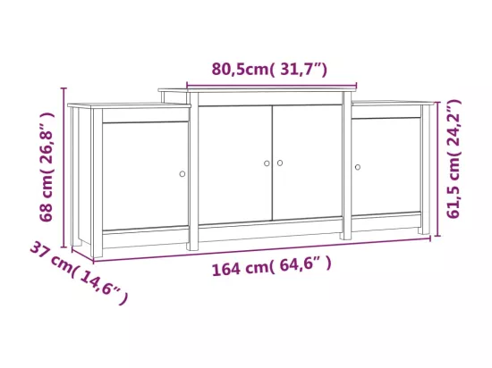 Buffet Blanc 164x37x68 cm Bois massif de pin