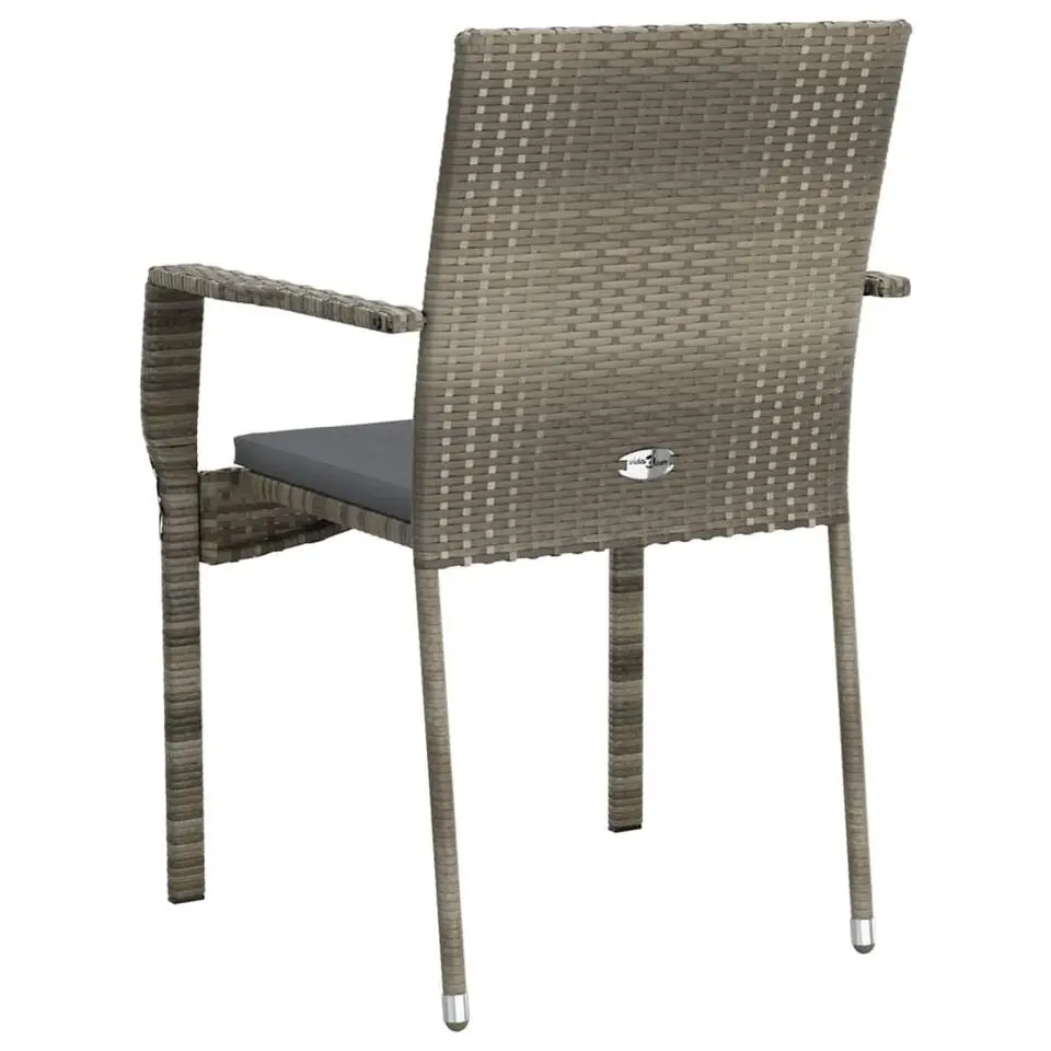 vidaXL - Tuinstoelen met kussens - Grijs - Poly rattan - 4 stuks