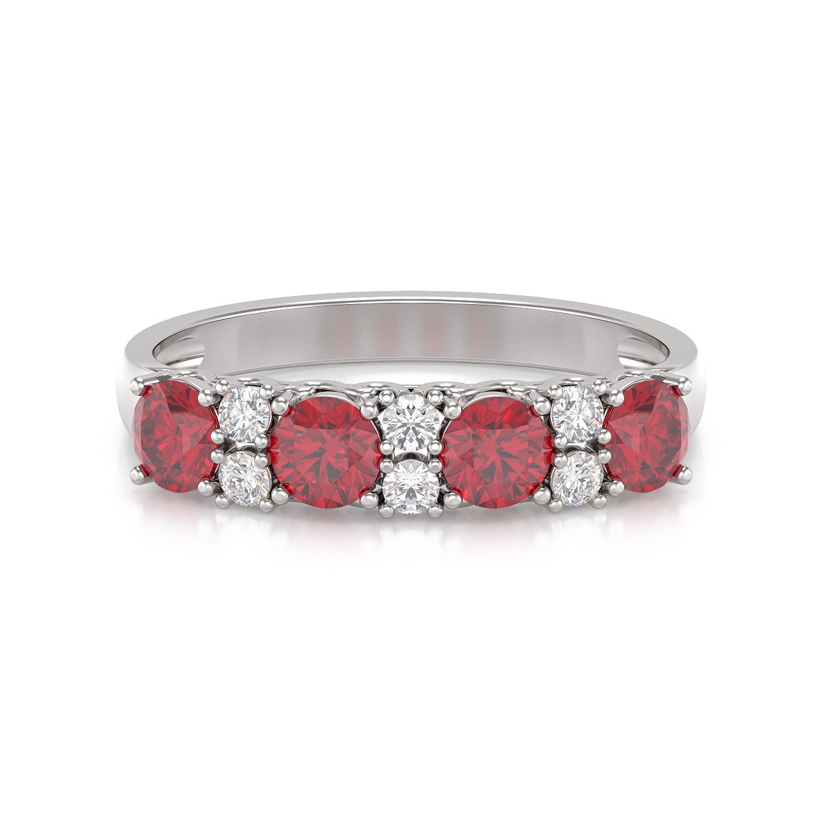 Bague ADEN Or 585 Blanc Rubis et diamants 2.650grs
