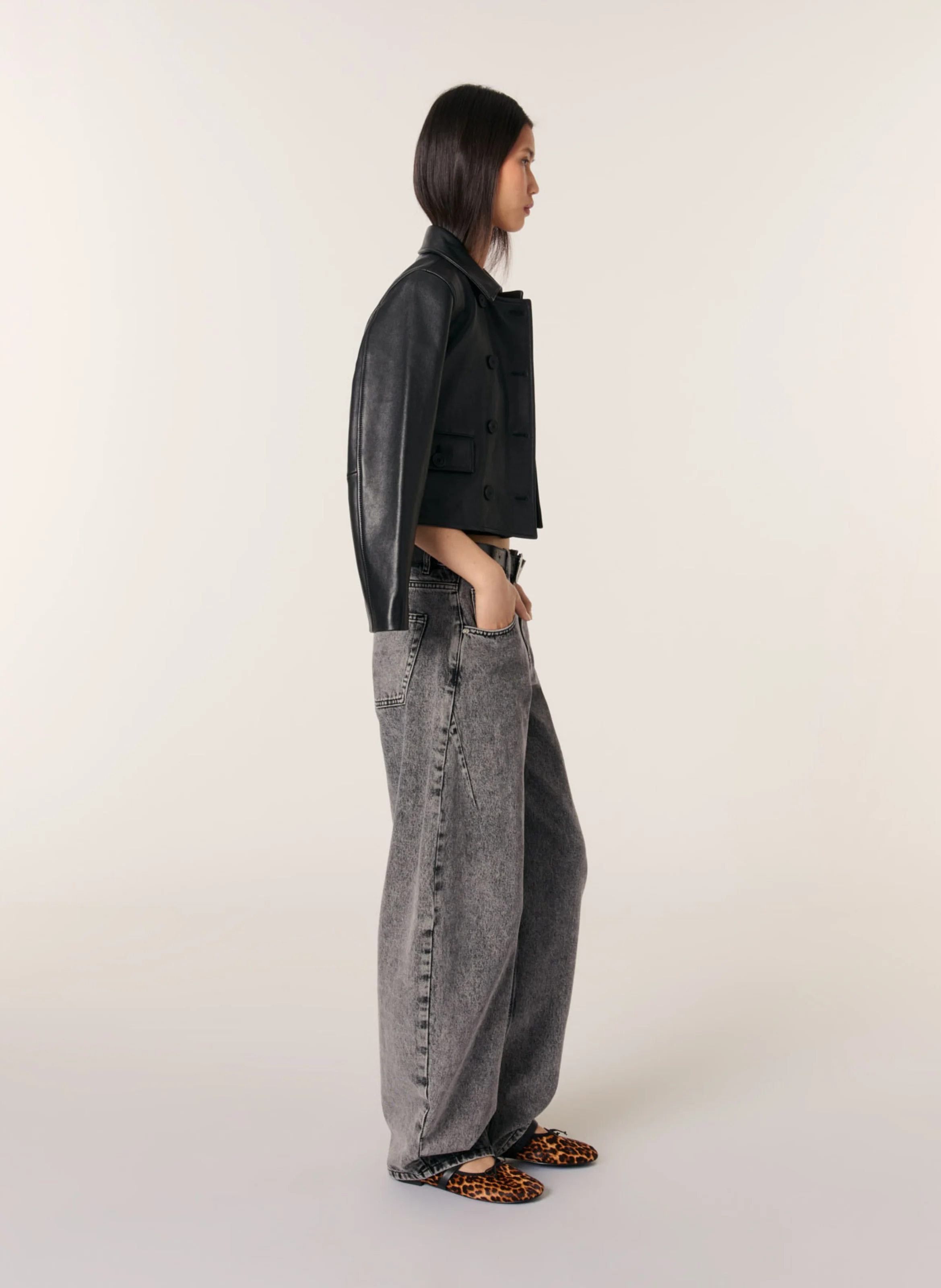 Jean large en coton | Gris