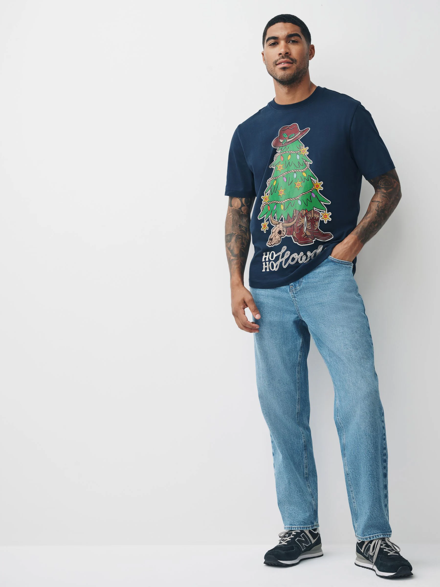 Marineblauw Cowboy Boom - Normale Pasvorm - Kerst T-shirt