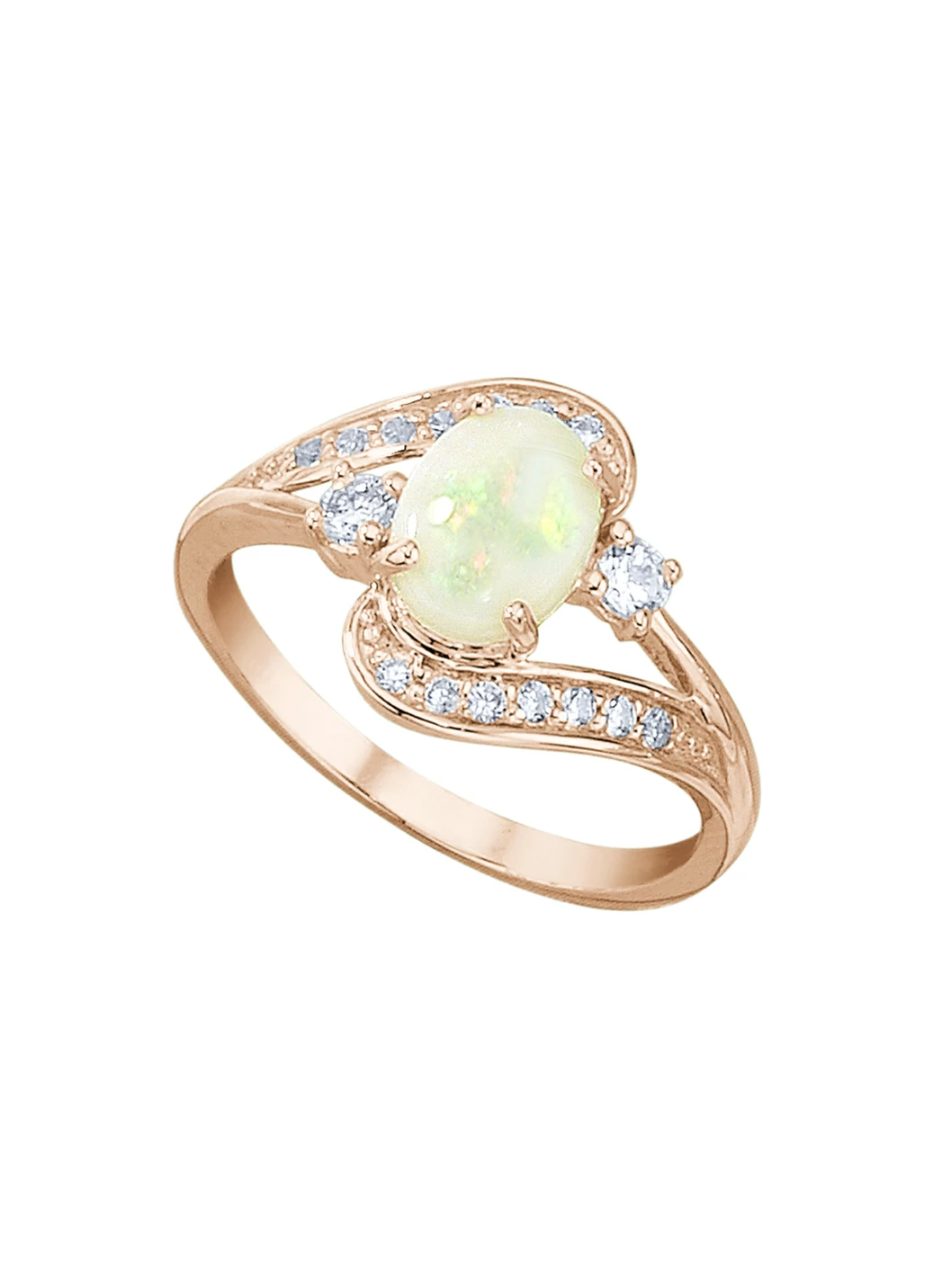 Damenring mit echtem Opal und synth. Zirkonia