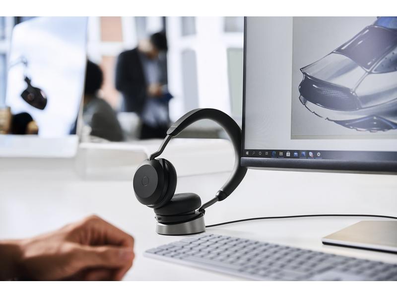 Jabra Headset Evolve2 75 Duo MS Schwarz, USB-C, inkl. Lades Erstklassige Soundtechnik für branchenweit führende Sprachqualität