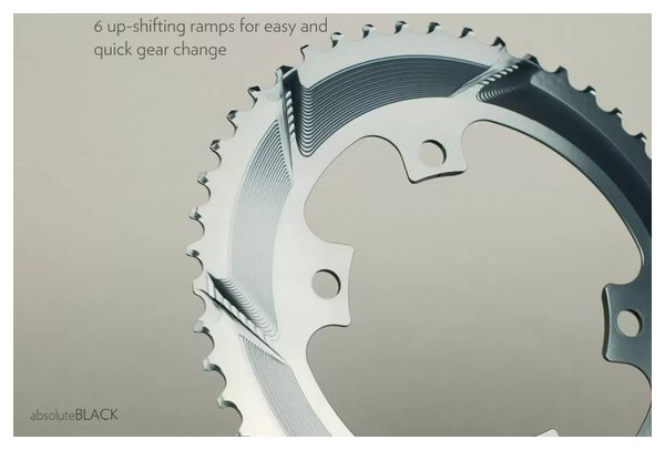 Plateau Ovale AbsoluteBlack Silver Series Oval Road 2X 110/4 BCD Chainring pour Transmission Shimano 11V Gris