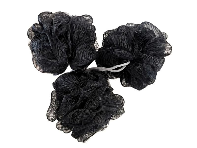 MSV Duschschwamm 3 Stück, 10 x 10 cm, Schwarz Badeschwamm
