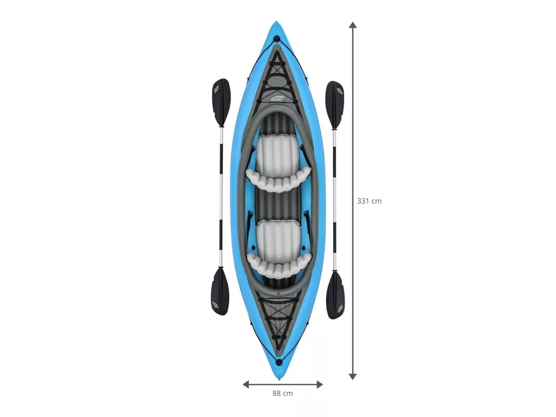 Kayak Gonflable Bestway Hydro-Force Doble Cove Champion 331x88X45 cm 2 Pagaies et Pompe Manuelle