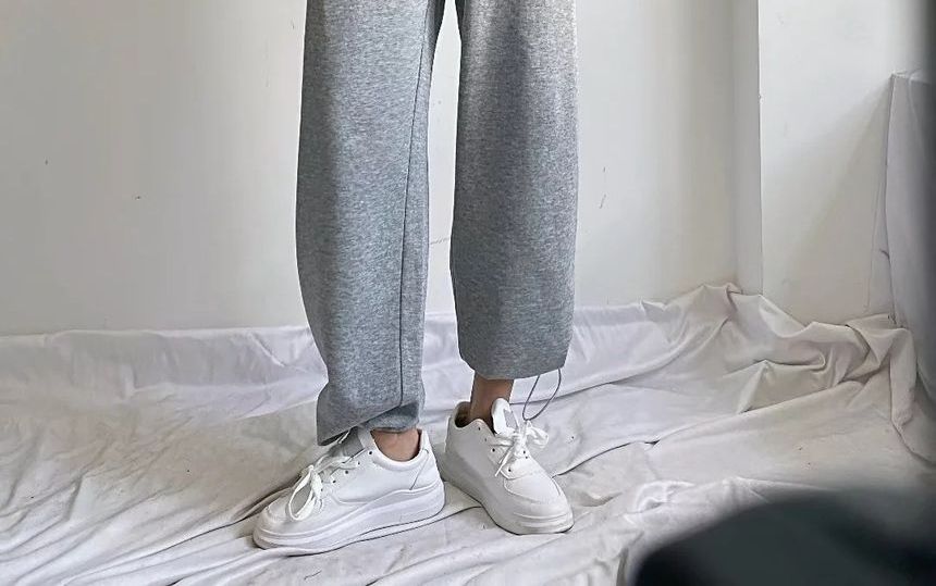 Asiris - Hoge taille effen rechte joggingbroek
