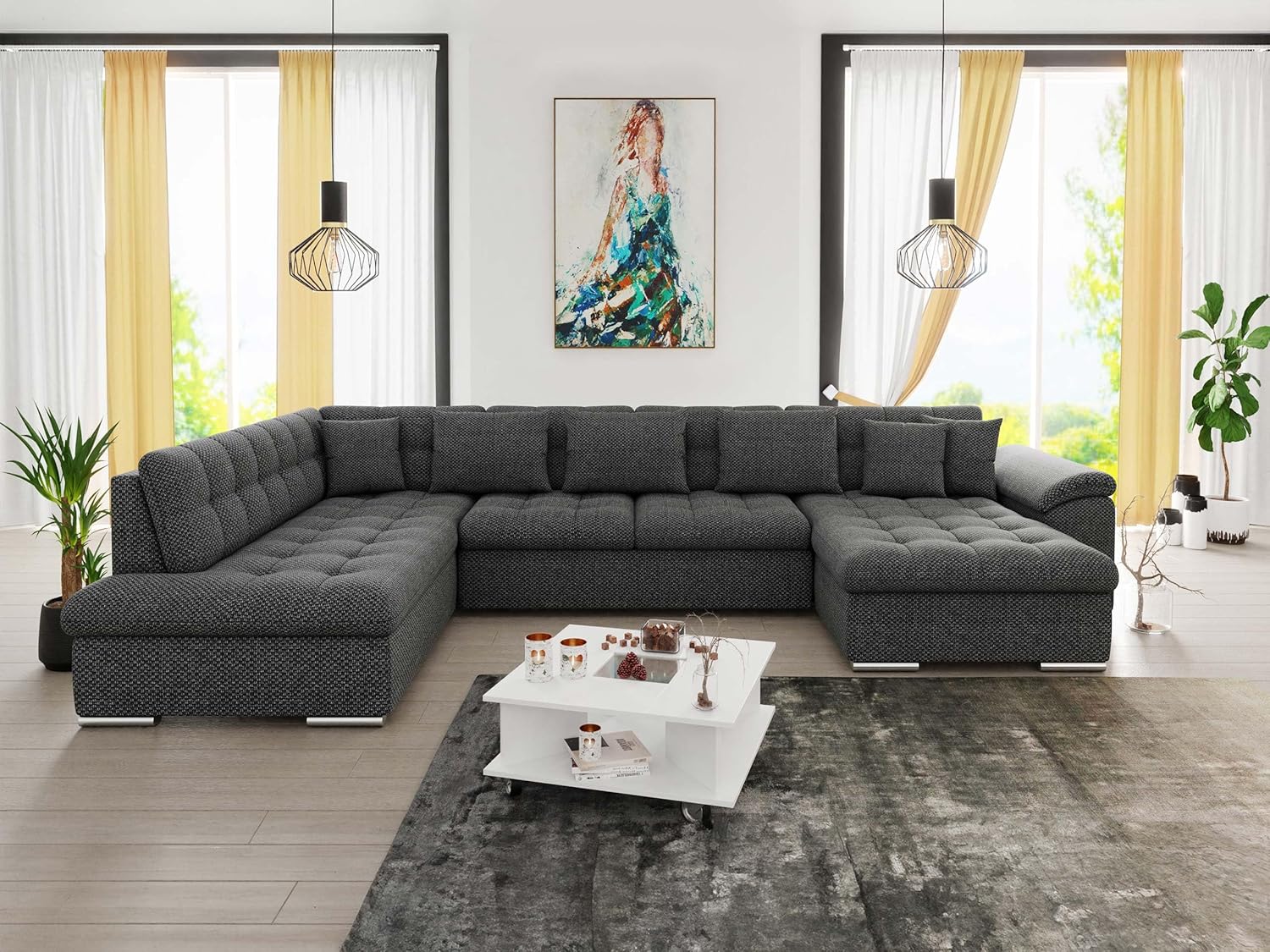 Mirjan24 Eckcouch Ecksofa Niko Bis, Design Sofa Couch mit Schlaffunktion und Bettkasten U-Sofa Farbauswahl Wohnlandschaft vom Hersteller (Ecksofa Rechts, Majorka 03)