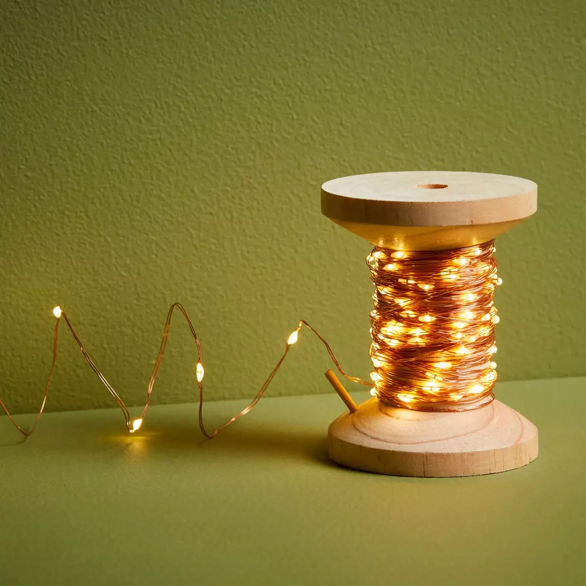 Guirlande lumineuse déco 10 m Bobine bois et Cuivre