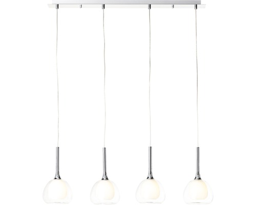 Hanglamp, 4-lichts, HxL 120x91 cm, chroom/helder/wit