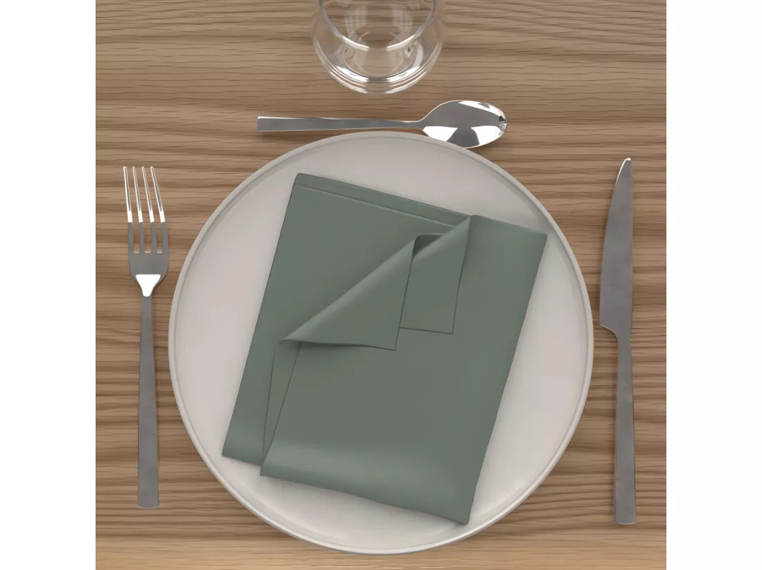 Lot de 3 serviettes de table 40x40 cm ALIX vert, par Soleil d'Ocre