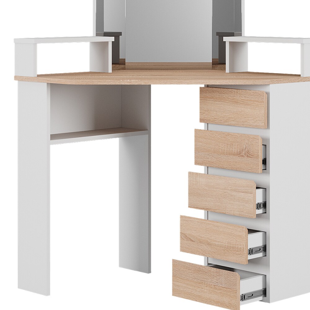 Vicco Eckschminktisch Frisiertisch Frisierkommode Tilda Weiß Sonoma Spiegel 110x140 cm modern Ablage