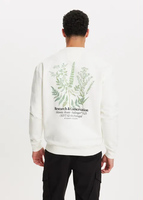 Crewneck met print botanical off-white (WIT.O)
