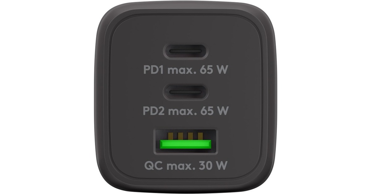 goobayUSB-C snellader Nano (65 W) en USB-C textielkabel  (Zwart, 1 meter)