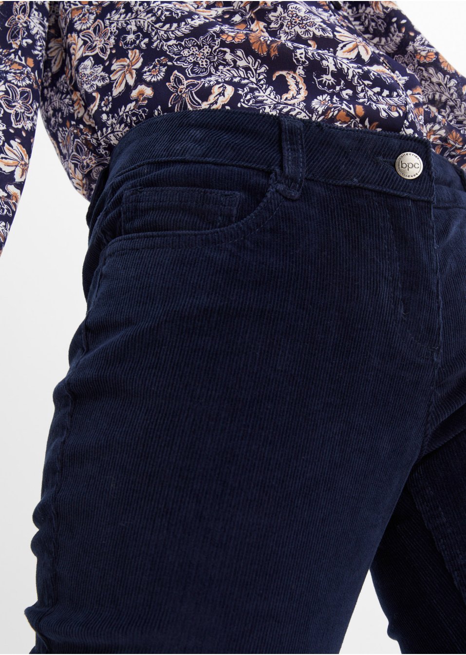 Pantalon stretch en velours côtelé, coupe bootcut