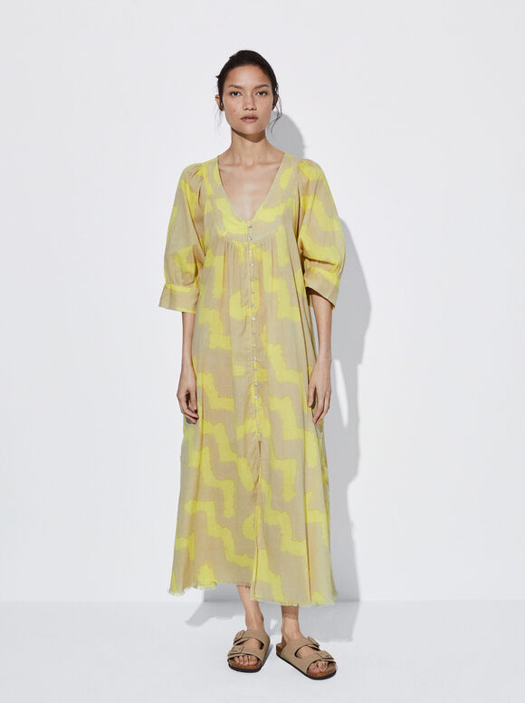 Vestido longo estampado - Multicolorido