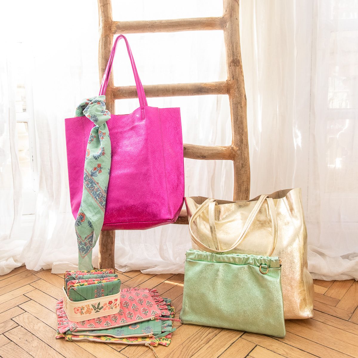 Sac tote bag cuir doré Maison Suzanne