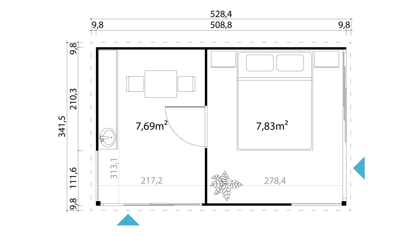 Gartenhaus DOMEO 3 - schwedenrot-anthrazit - 508,8x321,9 cm