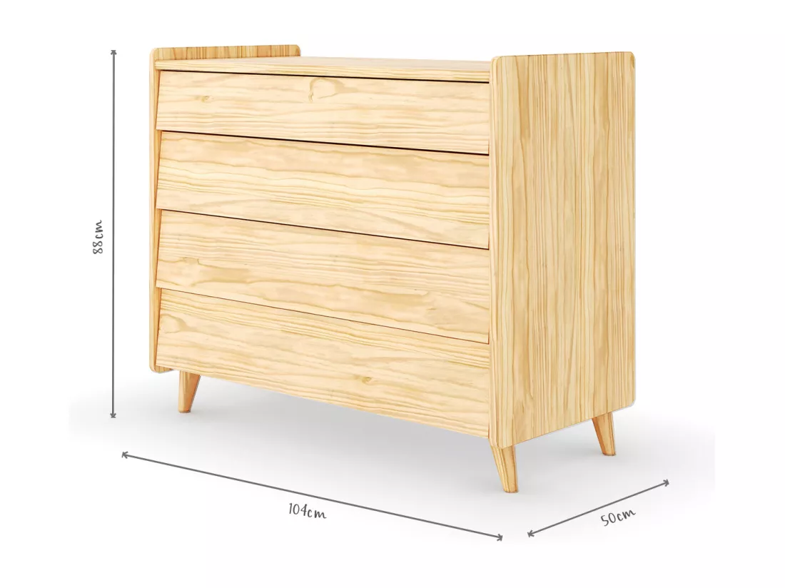 Commode 4 tiroirs bois massif bois PETER