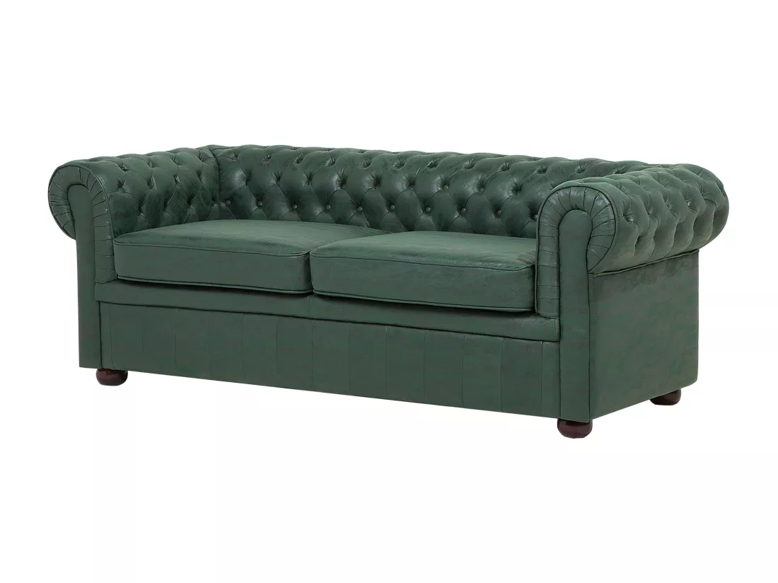 Canapé 3 places en cuir PU vert CHESTERFIELD