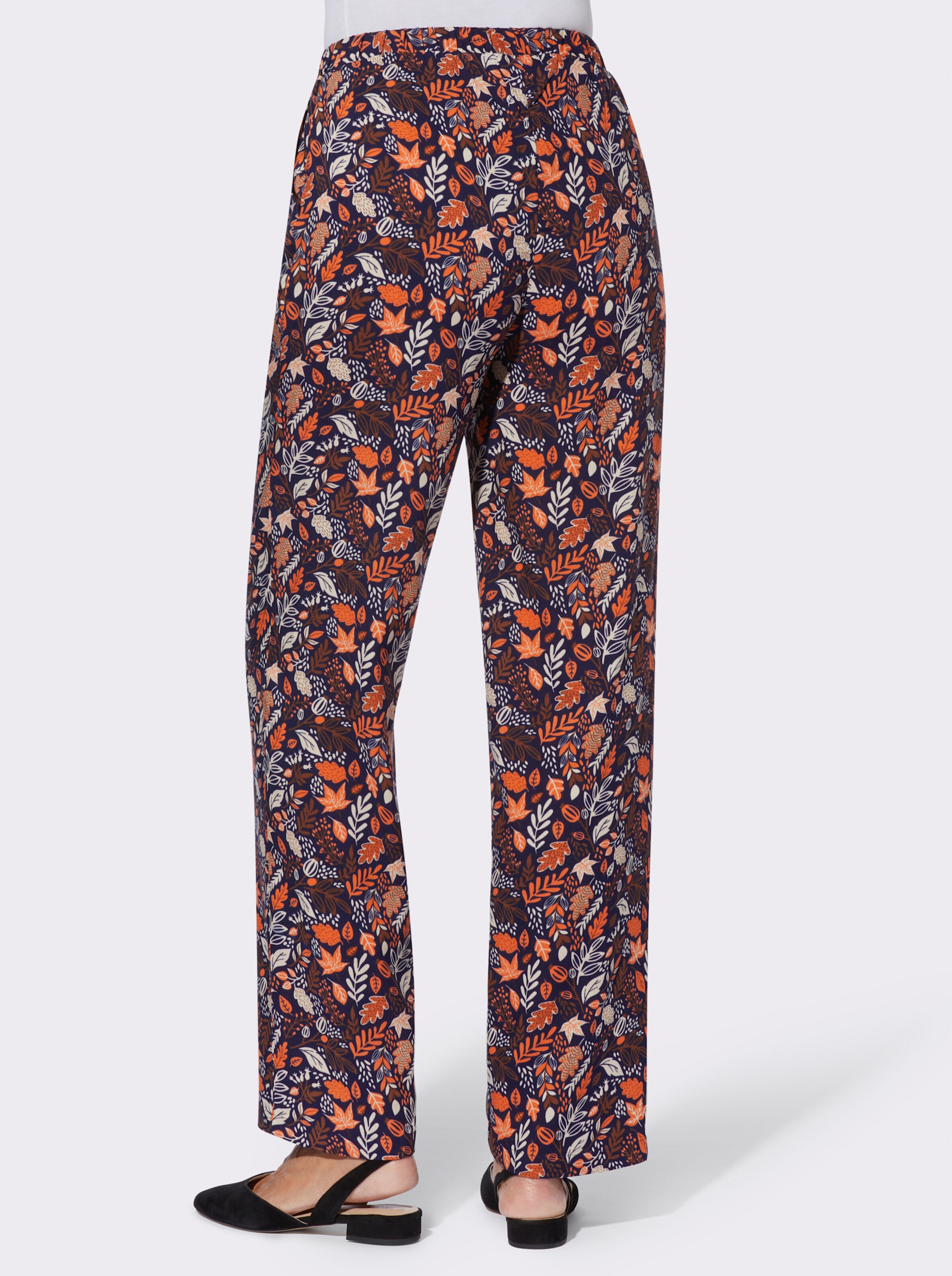 Schlupfhose mit Blätter-Druck