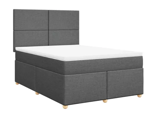 Sommier à lattes de lit avec matelas Gris foncé 140x190cm Tissu