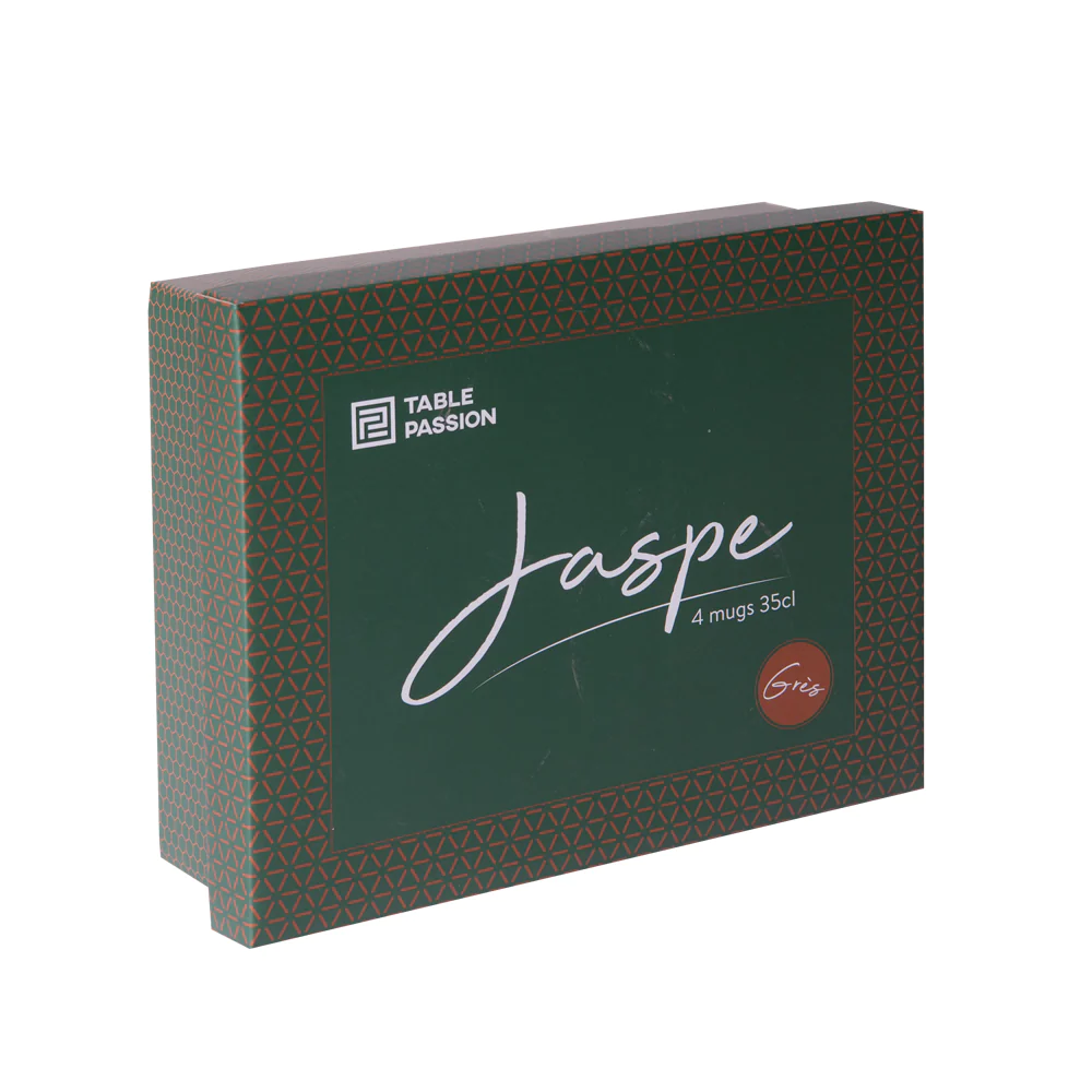 Coffret de 4 mugs Jaspe 35 cl vert Table passion