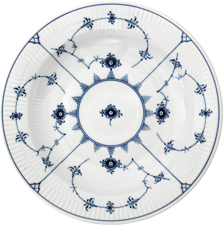 Royal Copenhagen Musselmalet Riflet Dyb tallerken 27 cm Hvid