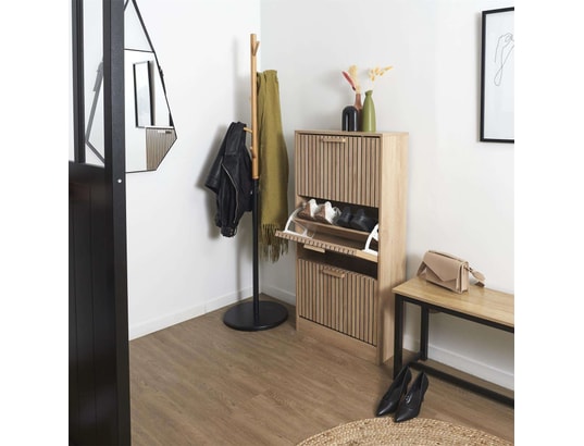 THE HOME DECO FACTORY - Meuble à chaussures avec 3 portes saulk - marron