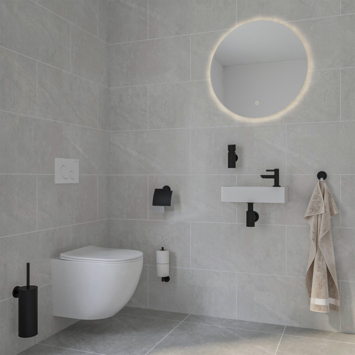 Marho Toiletrolhouder Luxor met klep zwart