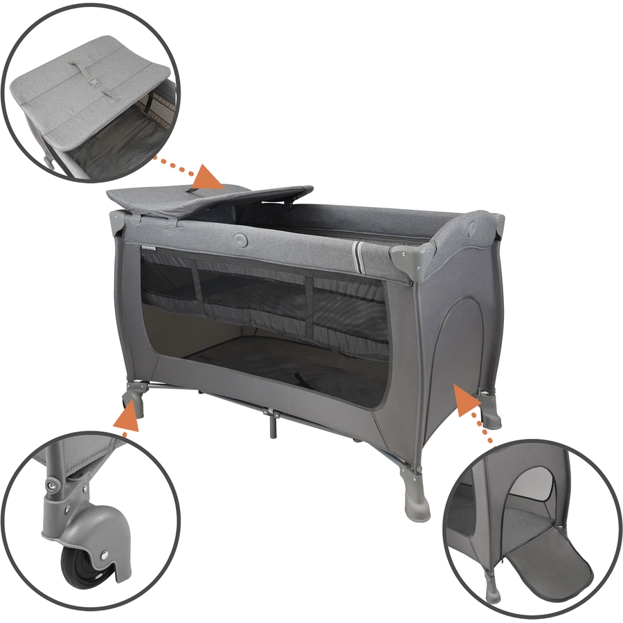 509 Crew Reisebett Play Yard 4 in 1 Melange Grey