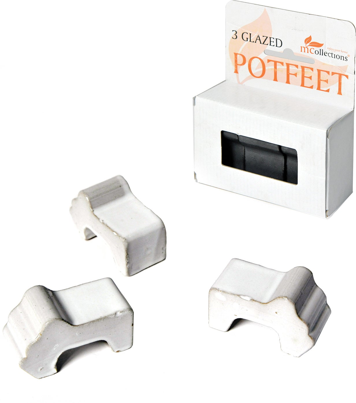Mega Collections potsteun 3 stuks wit 8 x 4 x 4 cm