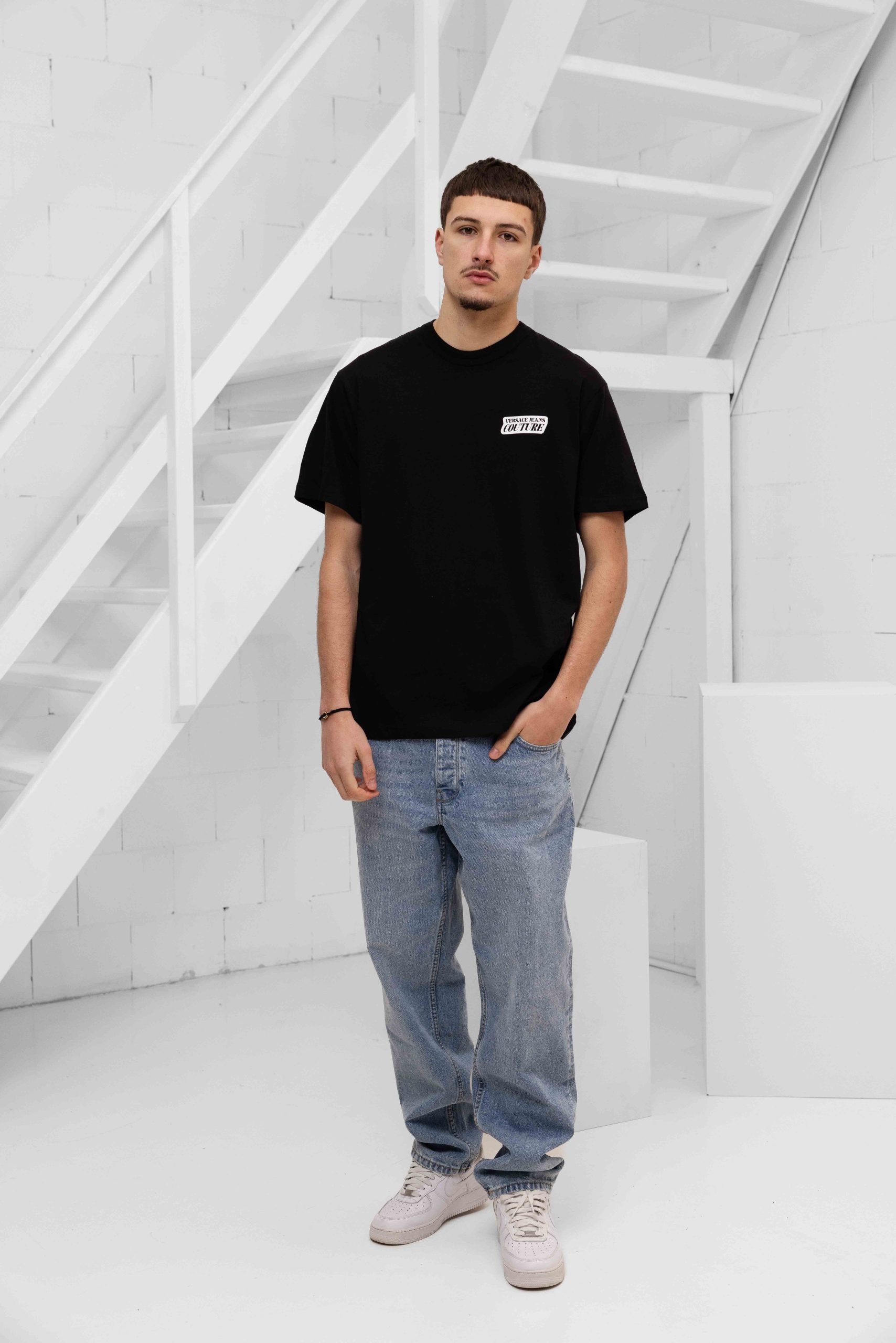 Versace Jeans Couture Square Logo Print T-Shirt Heren Zwart