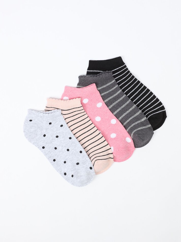 Pacote com 5 pares de meias curtas sortidas - Diversas