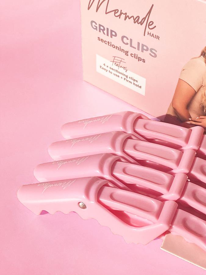 Mermade Hair Grip Clips Pink 4pcs