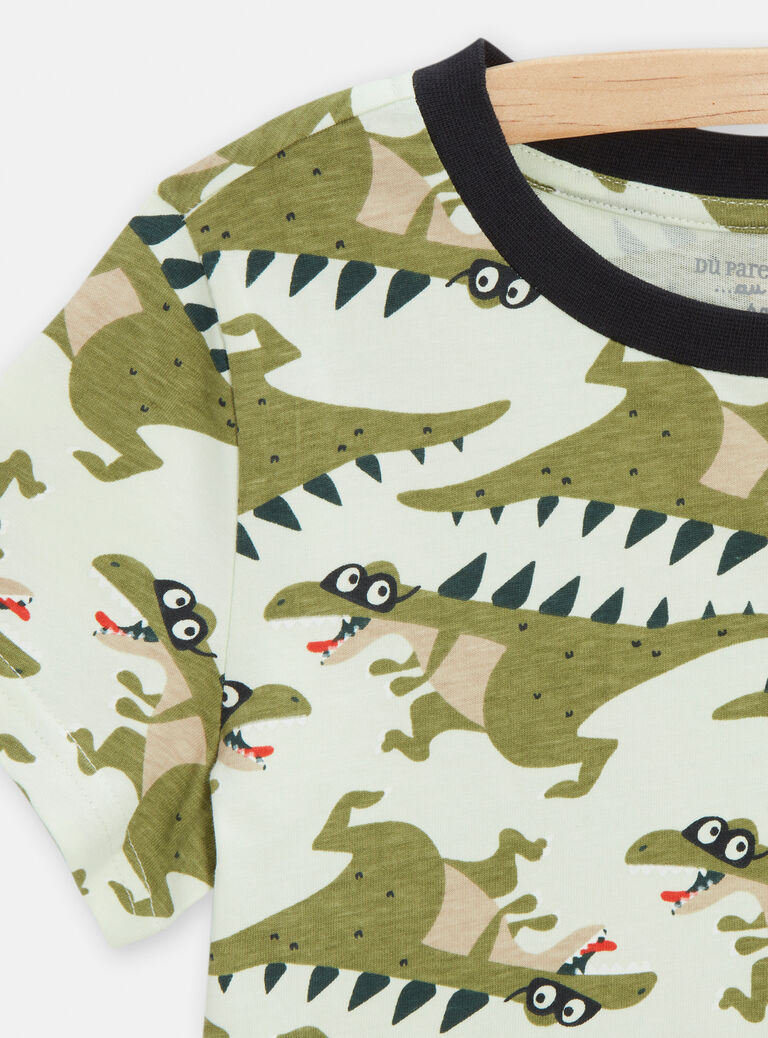 Pyjama vert imprimé dinosaure pour garçon