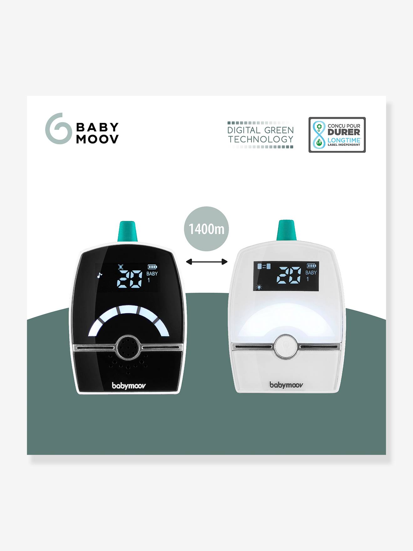 Monitor de bebê BABYMOOV Premium Care, tamanho médio, branco, liso