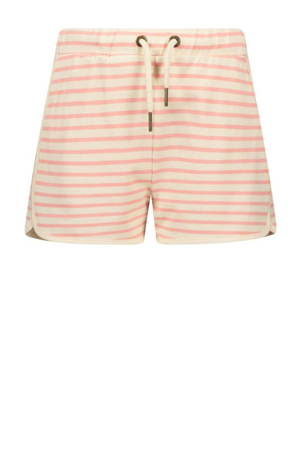 Like Flo gestreepte loose fit casual short lichtroze/ecru
