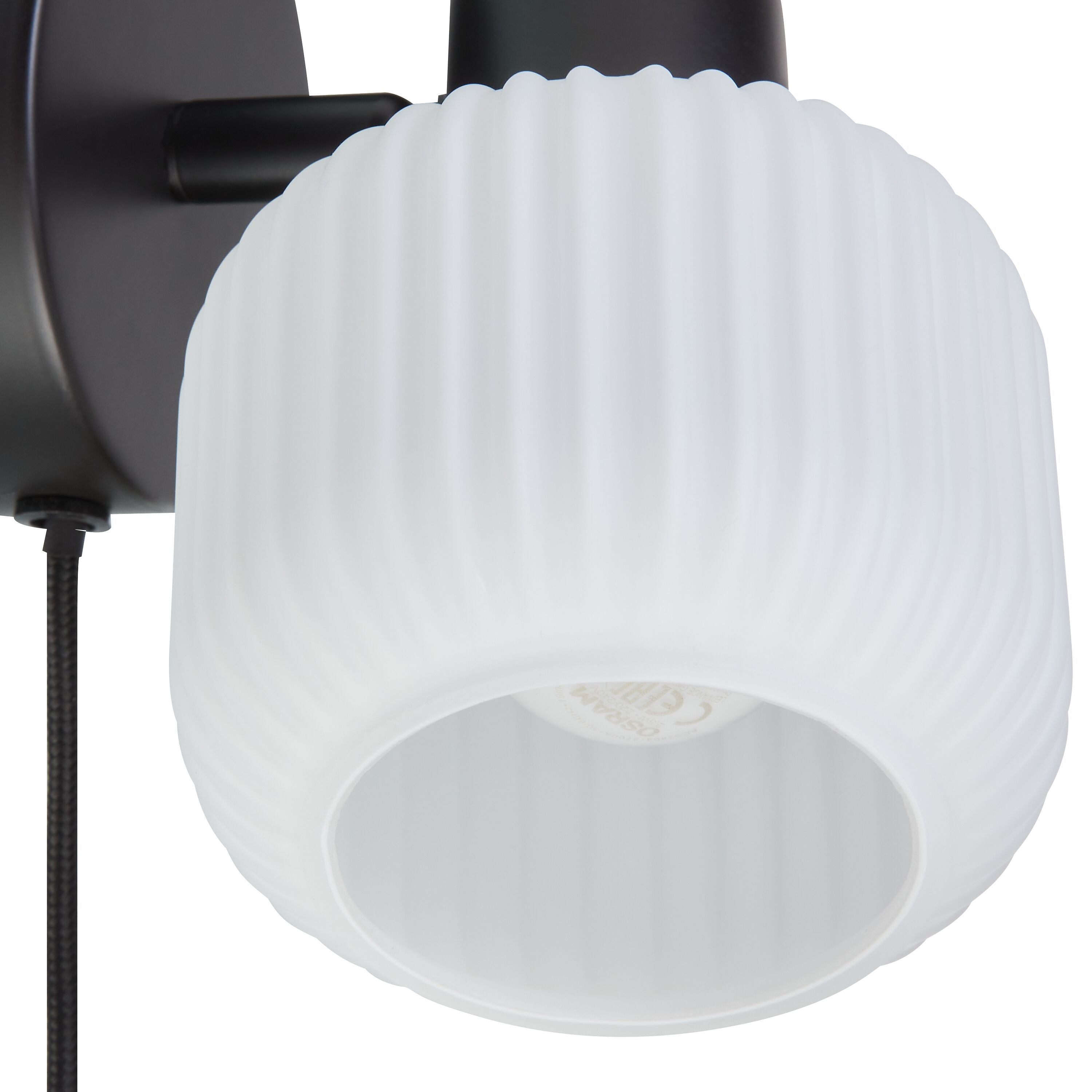 RINO Wandspot 1flg. - Schwarz, Weiss / B: 10.0 cm x T: 15.0 cm x H: 14.0 cm