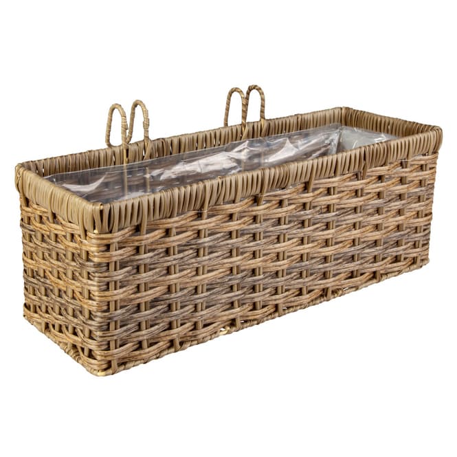 Hängepflanzkorb - grau/braun - aus Kunststoffrattan - ca. 44 x 19 x 16 cm