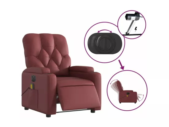 Fauteuil massant inclinable électrique rouge bordeaux