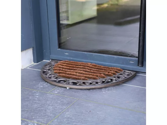 Paillasson extérieur entrée résistant pluie fonte coco marron 68cm