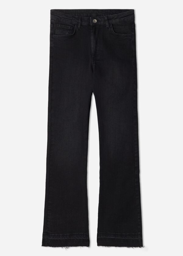 Calça jeans cropped flare