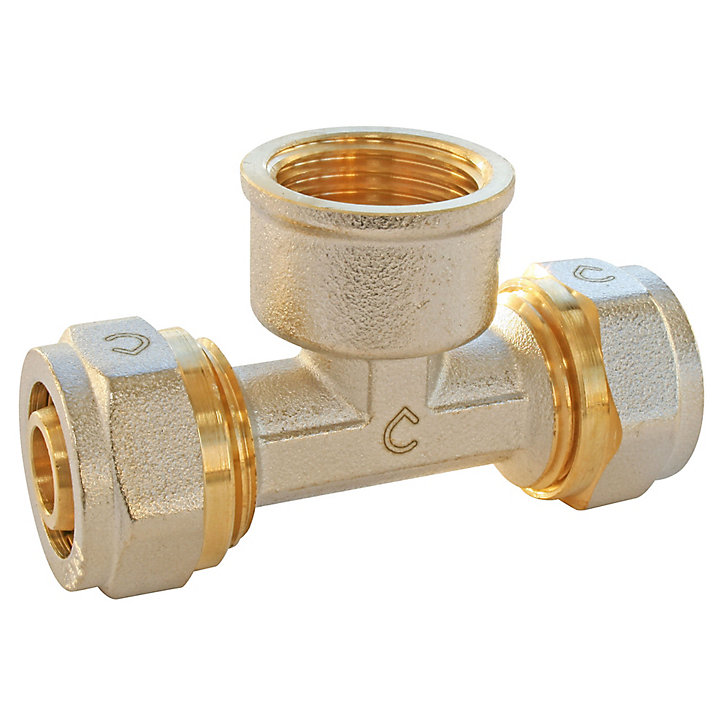 Té femelle à compression pour tube Multicouche Ø16 - femelle au centre 15/21 (1/2