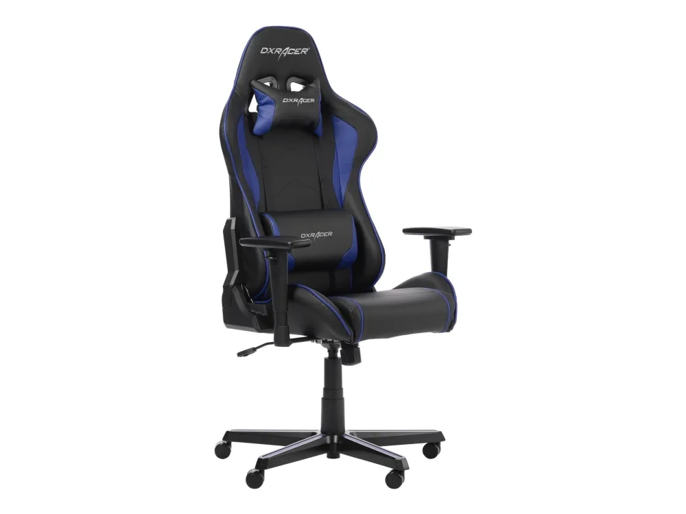 DXRacer Formula Series F08-NI - Stol - armstøtter - T-formet - vippe - drejeled - polyuretan-læder, højdensitets koldskum - indigo