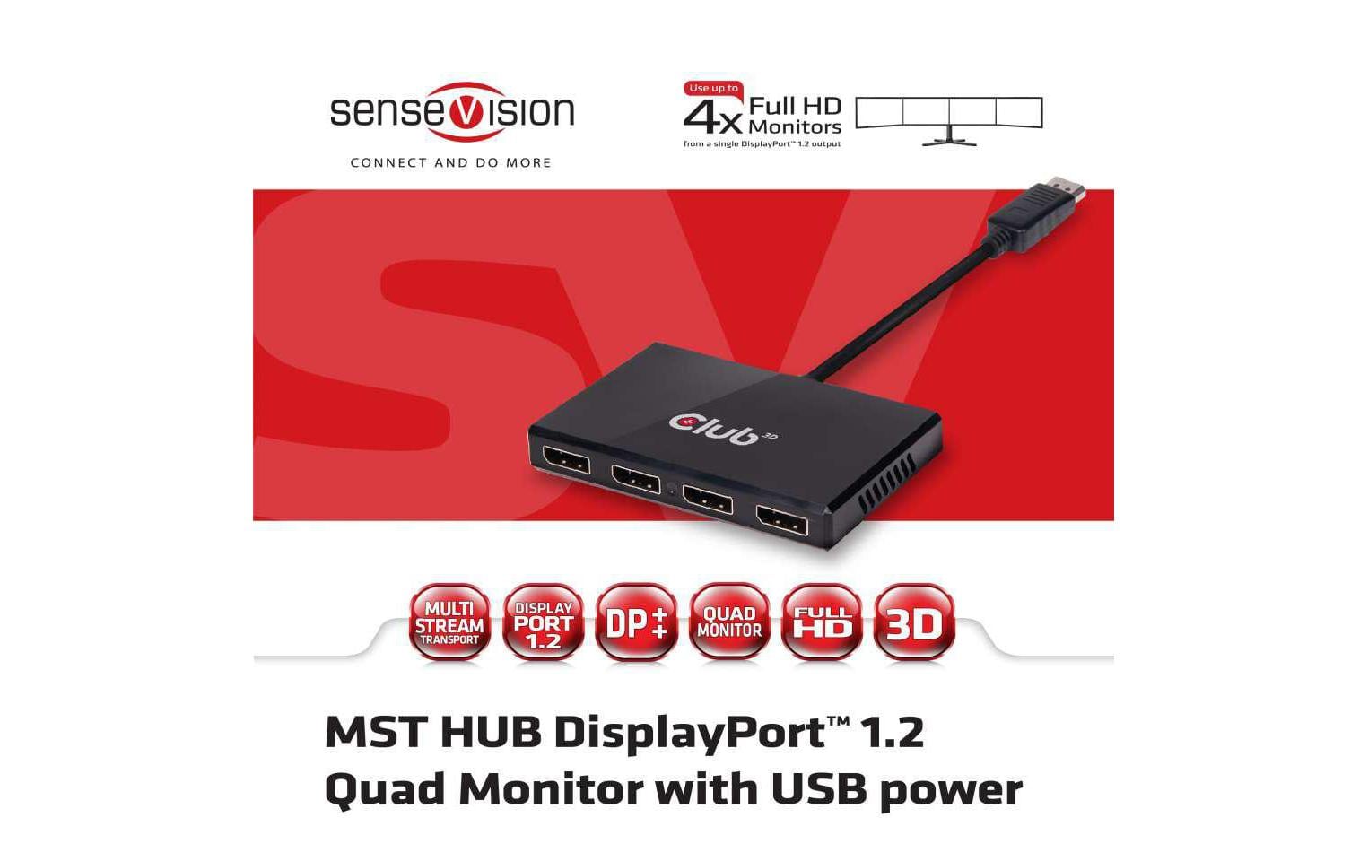 Adapter CSV-6400 MST Hub DP1.2 DisplayPort - DisplayPortMulti Stream Transport Hub, DisplayPort 1.2 auf Quad Monitor
