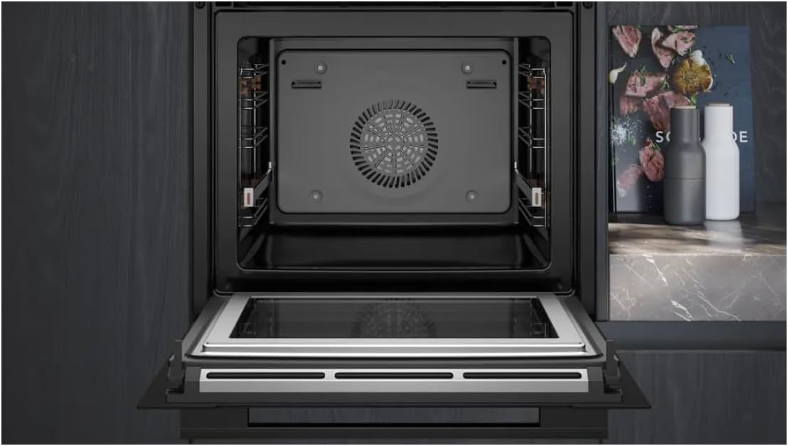Siemens HM736GAB1, iQ700 Smarter Einbau-Backofen mit Mikrowellenfunktion, 60 x 60 cm, Made in Germany, 800 W, Schwarz, ecoClean & humidClean Selbstreinigung, Air Fry, cookControl, Farb-Touchscreen