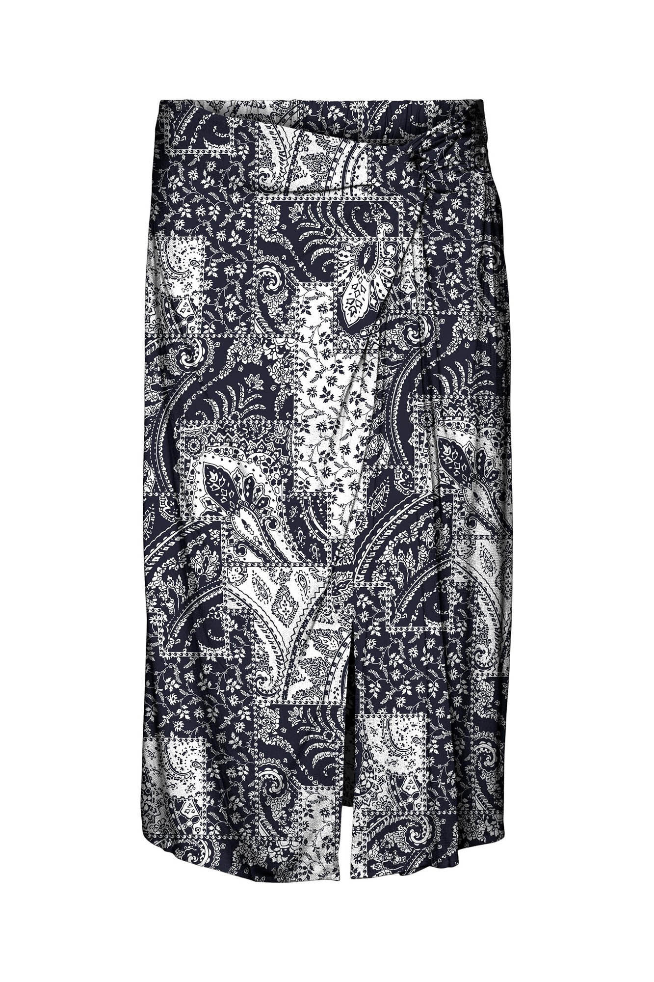 Saia midi estampada - Azul marinho