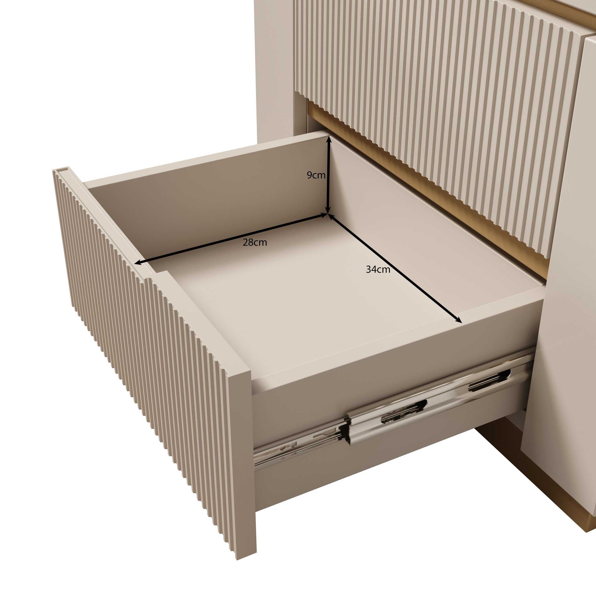 Harper - Nachtkastje - Beige - 56x40x42 cm