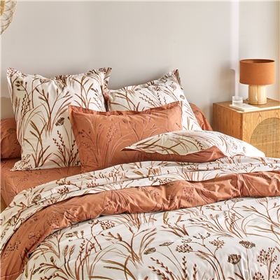 Linge de lit percale motif graminées